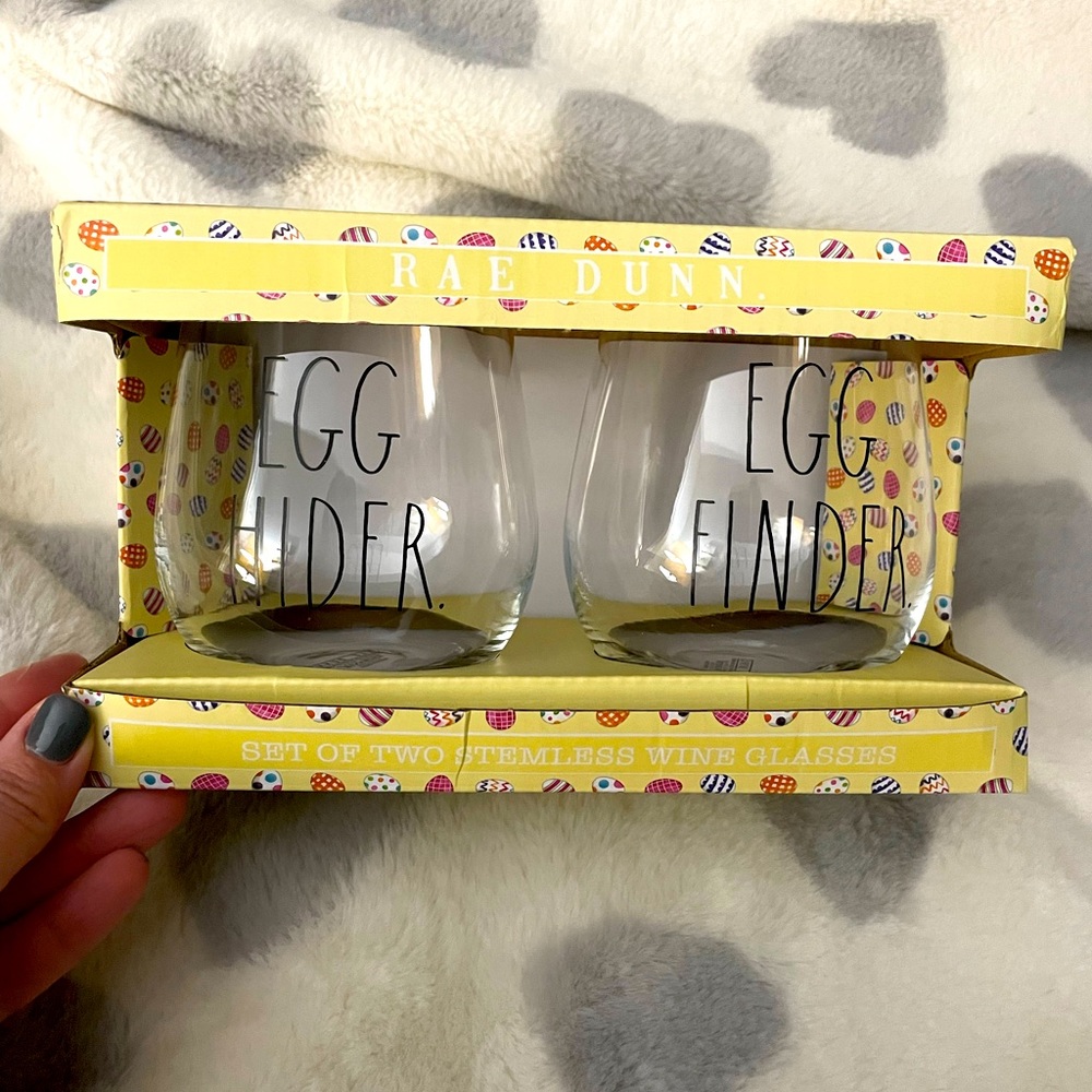 2  Rae Dunn Stemless Wine glasses